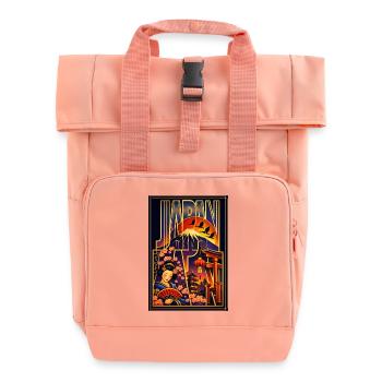 Japan Art Illustration – Mount Fuji, Torii, Sakura - Roll Top Backpack with Two Handles - chintz rose - Front