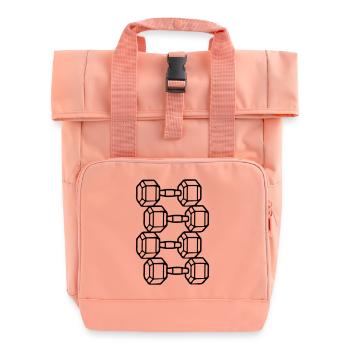Dumbbells Icon Weights Training - Roll Top Backpack with Two Handles - chintz rose - Front