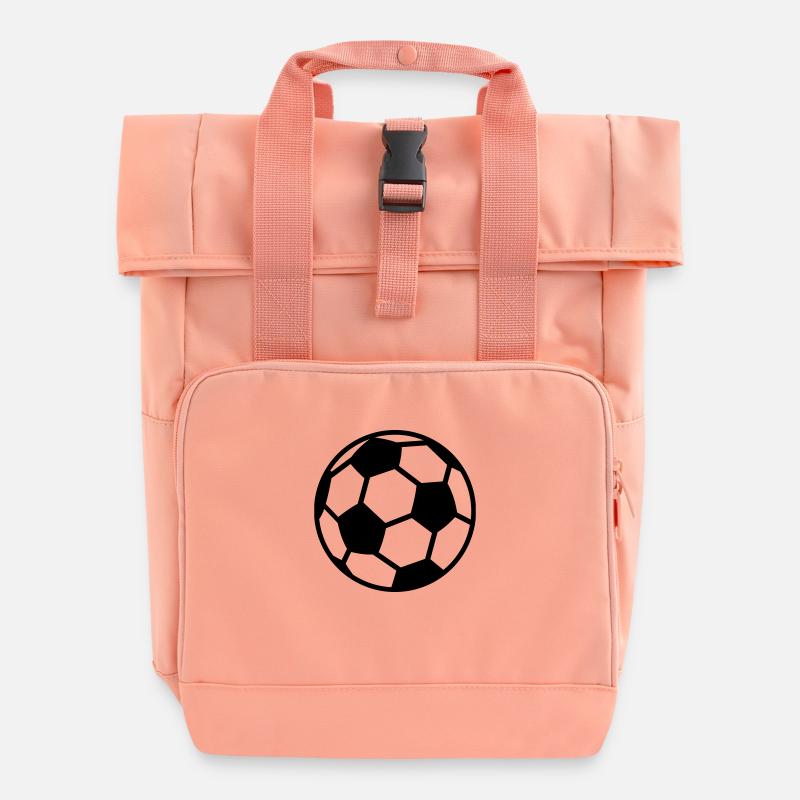Fussball Fußball - Rolltop Rucksack mit zwei Griffen - Chintzrosa