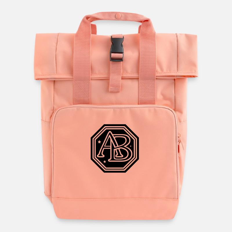 ab monogram letters - Roll Top Backpack with Two Handles - chintz rose