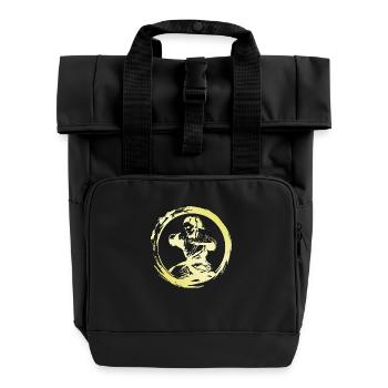 Karate Woman - Roll Top Backpack with Two Handles - black - Front