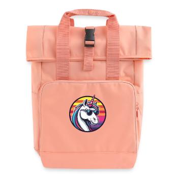 Licorne Bande dessinée cool - Sac à dos Roll Top à deux anses - rose liberty - Devant