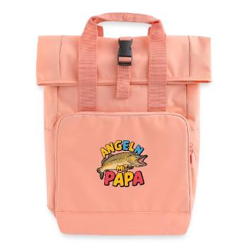Fishing with Papa Pike and Fishing Slogan - Roll Top Backpack with Two Handles - chintz rose - Front