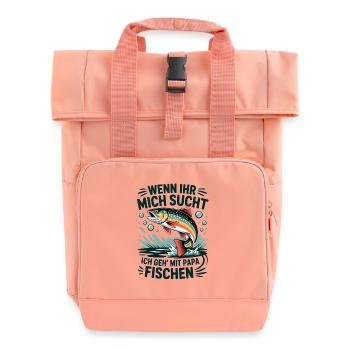 Angeln mit Papa mit springender Forelle - Rolltop Rucksack mit zwei Griffen - Chintzrosa - Vorne