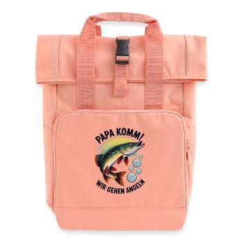 Papa komm wir gehen Angeln springender Hecht - Rolltop Rucksack mit zwei Griffen - Chintzrosa - Vorne