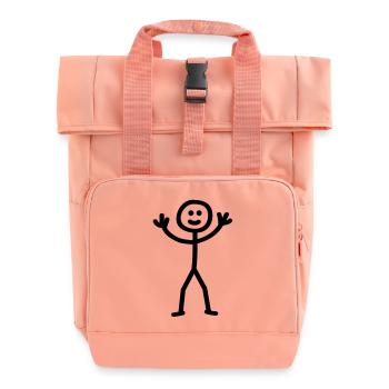 stick_figure - Roll Top Backpack with Two Handles - chintz rose - Front