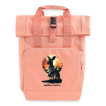 Preserve & Protect Kangaroo Marsupial Kangaroo - Roll Top Backpack with Two Handles - chintz rose - Front