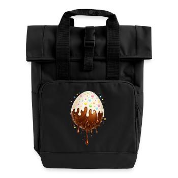 Chocolate Egg with Frosting - Roll Top Backpack with Two Handles - black - Front