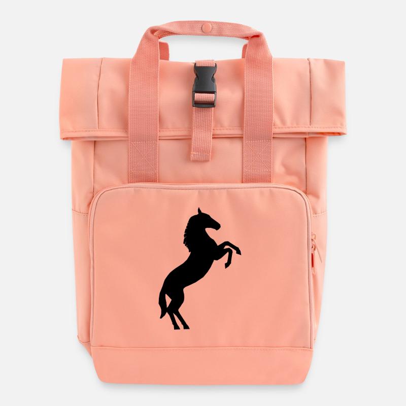 Pferd - Rolltop Rucksack mit zwei Griffen - Chintzrosa