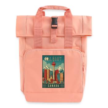 Erleben Sie die malerische Stadtlandschaft von Calgary in Kanada - Rolltop Rucksack mit zwei Griffen - Chintzrosa - Vorne