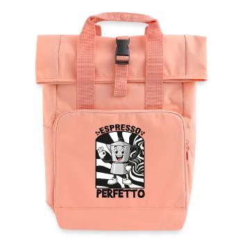 Espresso, coffee - Roll Top Backpack with Two Handles - chintz rose - Front