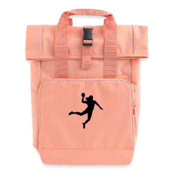 Handball player silhouette 1 - Roll Top Backpack with Two Handles - chintz rose - Front