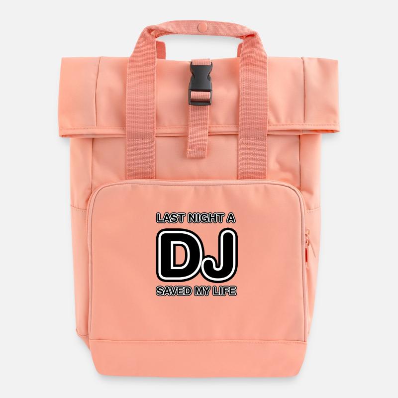 Last Night A DJ Saved My Life - Roll Top Backpack with Two Handles - chintz rose