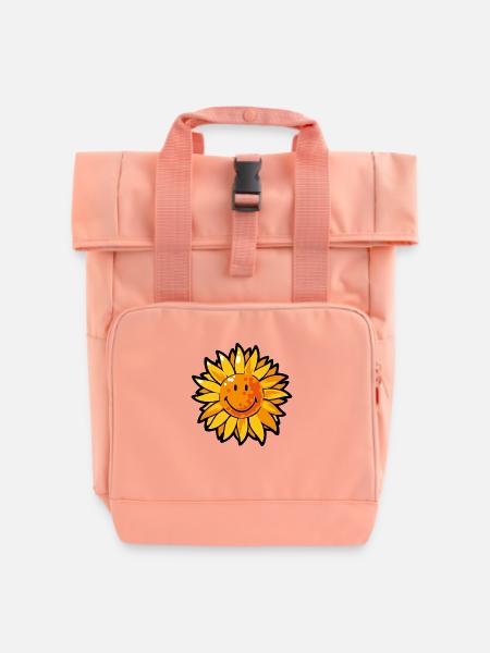 Smiley Sunflower - Rolltop Rucksack mit zwei Griffen - Chintzrosa