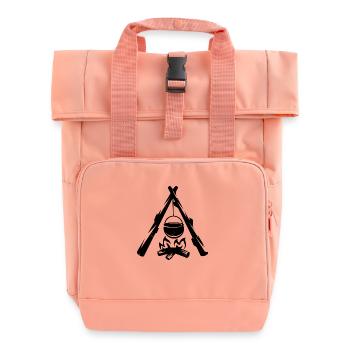Lagerfeuer und Kochtopf - Rolltop Rucksack mit zwei Griffen - Chintzrosa - Vorne