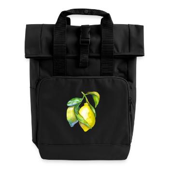 Frische Zitronen-Aquarell - Rolltop Rucksack mit zwei Griffen - Schwarz - Vorne