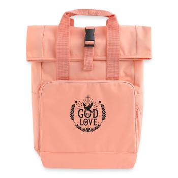 God is Love - Roll Top Backpack with Two Handles - chintz rose - Front