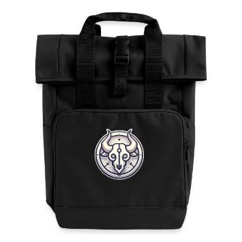 Conception minimaliste de l’insigne du crâne de taureau - Sac à dos Roll Top à deux anses - noir - Devant