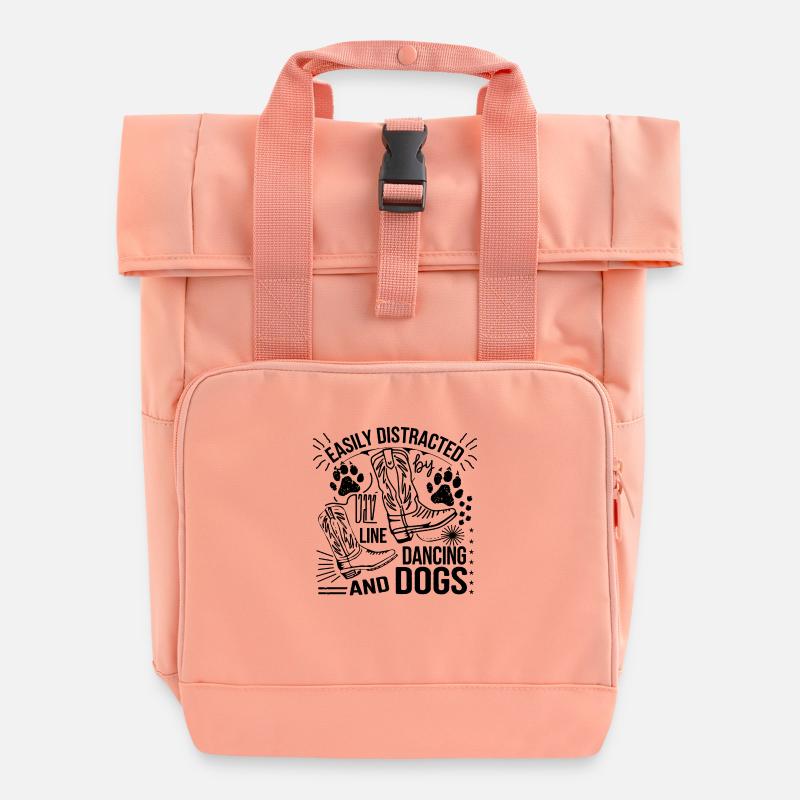 Danse en ligne et amour des chiens combinés - Sac à dos Roll Top à deux anses - rose liberty