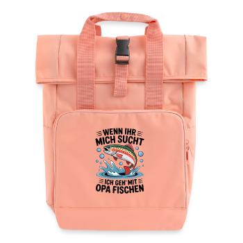 Angeln mit Opa mit springender Forelle - Rolltop Rucksack mit zwei Griffen - Chintzrosa - Vorne