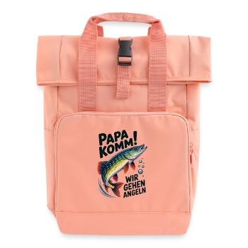 Papa komm wir gehen Angeln springender Hecht - Rolltop Rucksack mit zwei Griffen - Chintzrosa - Vorne