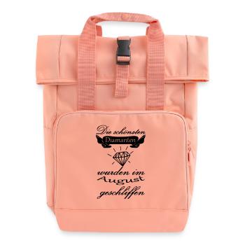 August Diamanten Geburtstag Geschenk Spruch - Rolltop Rucksack mit zwei Griffen - Chintzrosa - Vorne