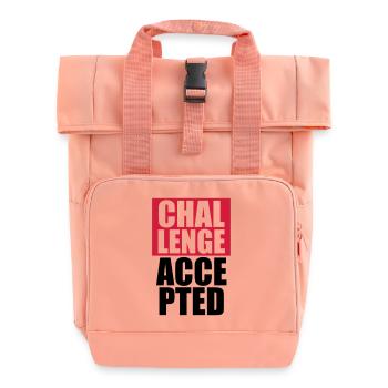 Cool Challenge Accepted Text Design - Roll Top Backpack with Two Handles - chintz rose - Front