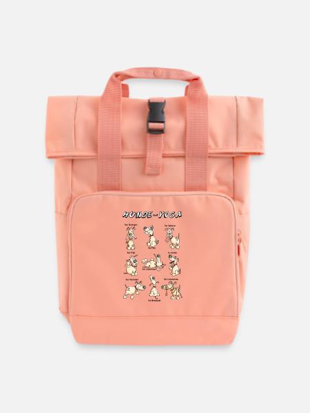Hunde Yoga - Rolltop Rucksack mit zwei Griffen - Chintzrosa