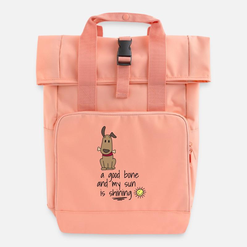 Hund - Rolltop Rucksack mit zwei Griffen - Chintzrosa