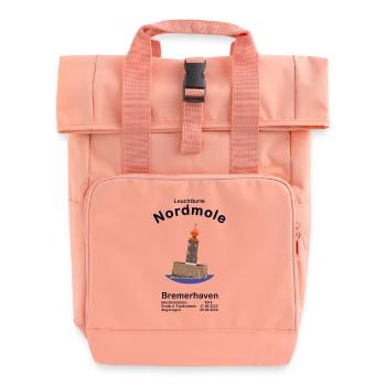 Schiefer Turm von Bremerhaven, Nordmole - Rolltop Rucksack mit zwei Griffen - Chintzrosa - Vorne
