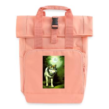 Wolf und Mond - Rolltop Rucksack mit zwei Griffen - Chintzrosa - Vorne