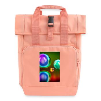 Colorful bubbles - Roll Top Backpack with Two Handles - chintz rose - Front