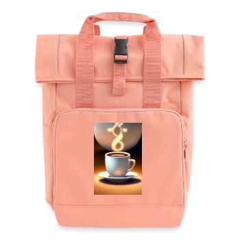 Coffee, coffee beans - Roll Top Backpack with Two Handles - chintz rose - Front