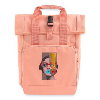 Golden inspirational mood - Roll Top Backpack with Two Handles - chintz rose - Front