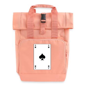 Playing card Ace of Spades - Roll Top Backpack with Two Handles - chintz rose - Front