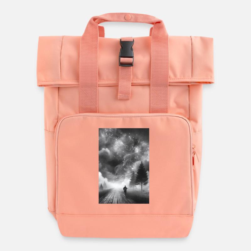 Starry Night: Guitar Music Under the Cosmic Sky - Roll Top Backpack with Two Handles - chintz rose