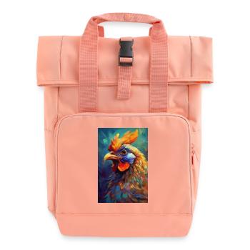 A Colorful Chicken Portrait 2 - Roll Top Backpack with Two Handles - chintz rose - Front