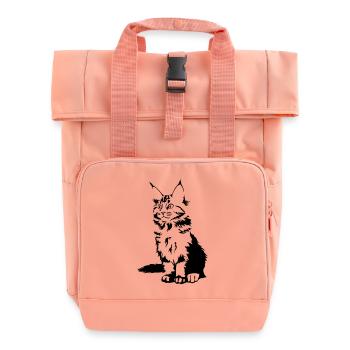 Maine Coon Cat - Roll Top Backpack with Two Handles - chintz rose - Front