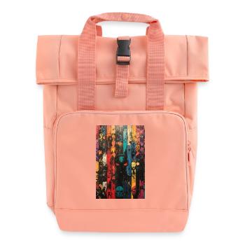 Farbige Schädel-Panel-Kunst - Rolltop Rucksack mit zwei Griffen - Chintzrosa - Vorne