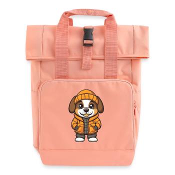 Saint Bernard Dog Cartoon - Roll Top Backpack with Two Handles - chintz rose - Front