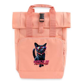 Born to be Awesome - Roll Top Backpack with Two Handles - chintz rose - Front