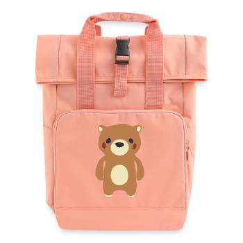 Teddybär Bär - Rolltop Rucksack mit zwei Griffen - Chintzrosa - Vorne