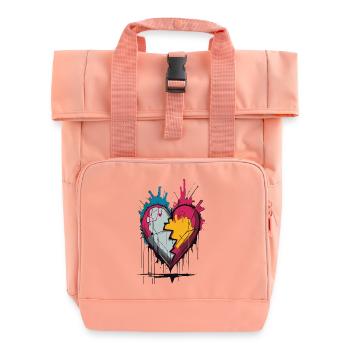Heart for art lovers - Roll Top Backpack with Two Handles - chintz rose - Front