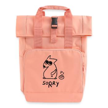 Oops... Sorry! Sketchy Dog Humor - Roll Top Backpack with Two Handles - chintz rose - Front