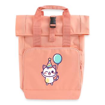Cat Birthday Baby - Roll Top Backpack with Two Handles - chintz rose - Front