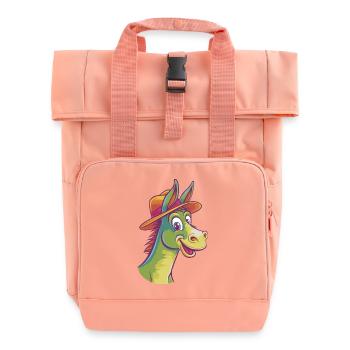 Cheerful Donkey - Roll Top Backpack with Two Handles - chintz rose - Front