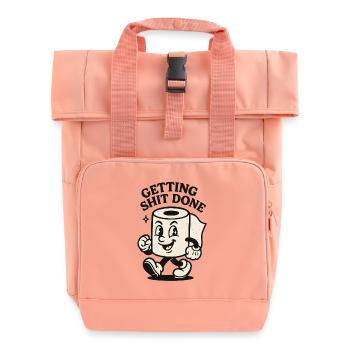 Getting Shit Done - Roll Top Backpack with Two Handles - chintz rose - Front