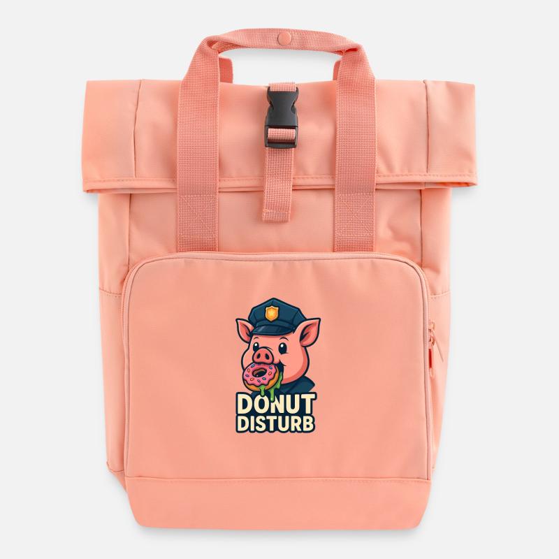 Donut Disturb - Roll Top Backpack with Two Handles - chintz rose