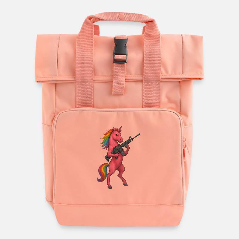 Armed Unicorn - Roll Top Backpack with Two Handles - chintz rose