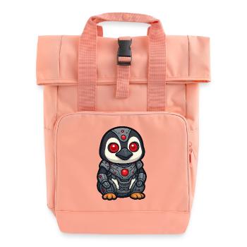 Penguin Robot Cyborg Sci-Fi Vision of the Future - Roll Top Backpack with Two Handles - chintz rose - Front